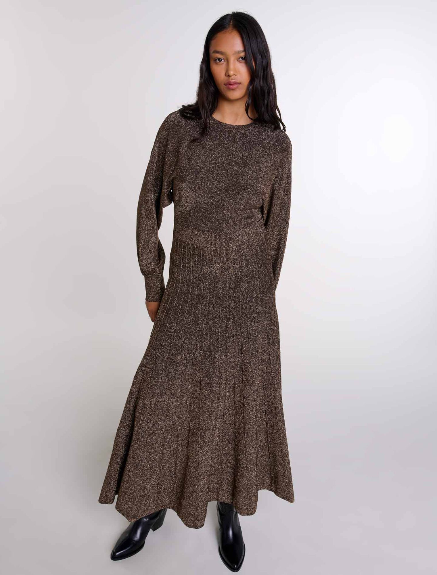 Robe longue en maille brillante