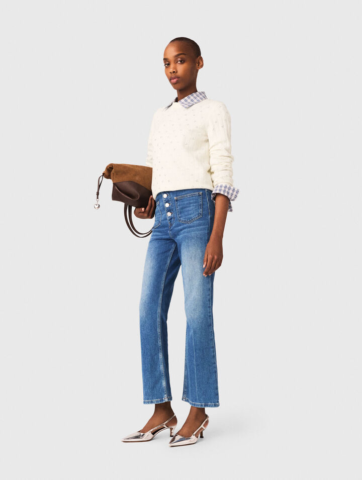 Jean denim &agrave; poches