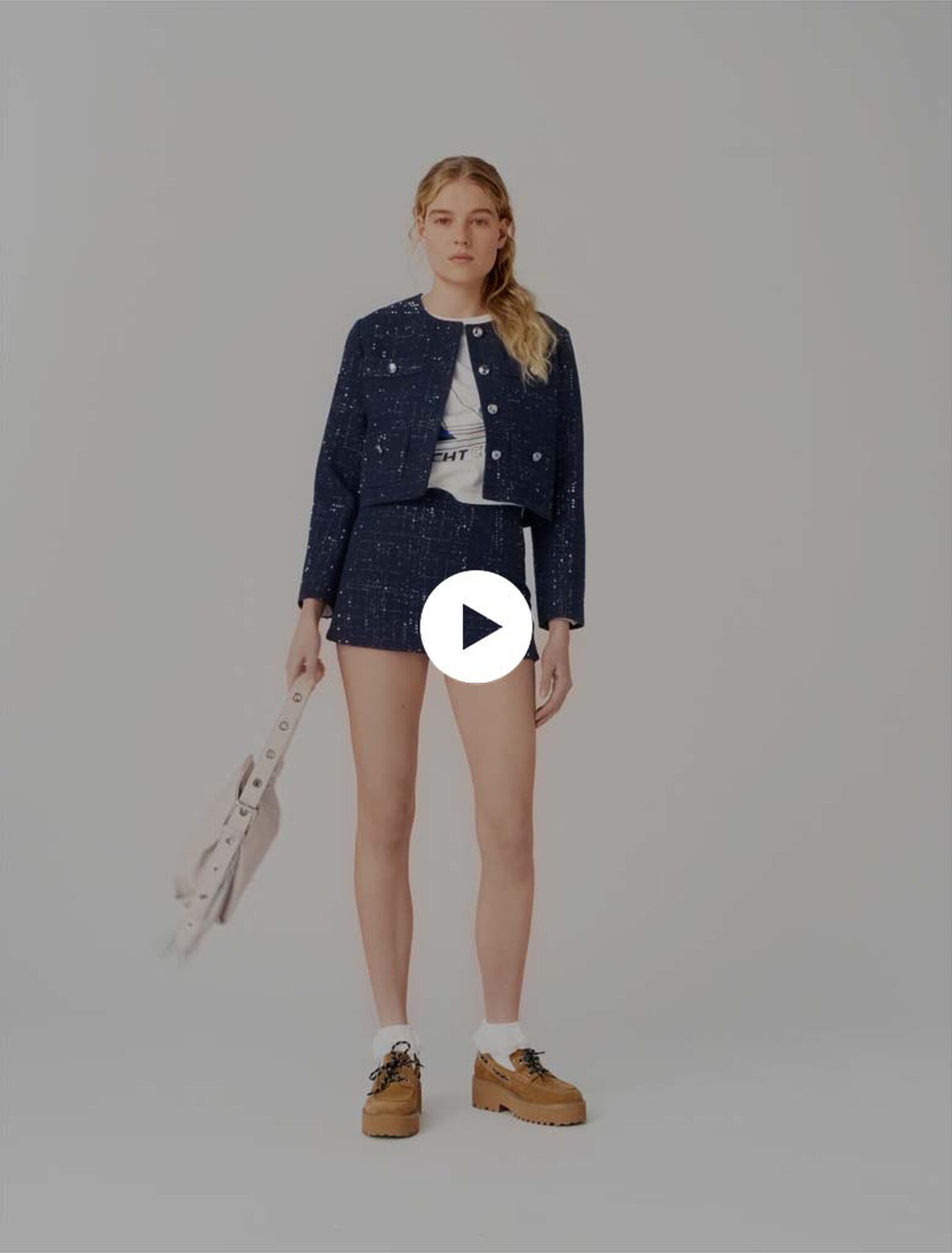 Veste courte &agrave; poches plaqu&eacute;es