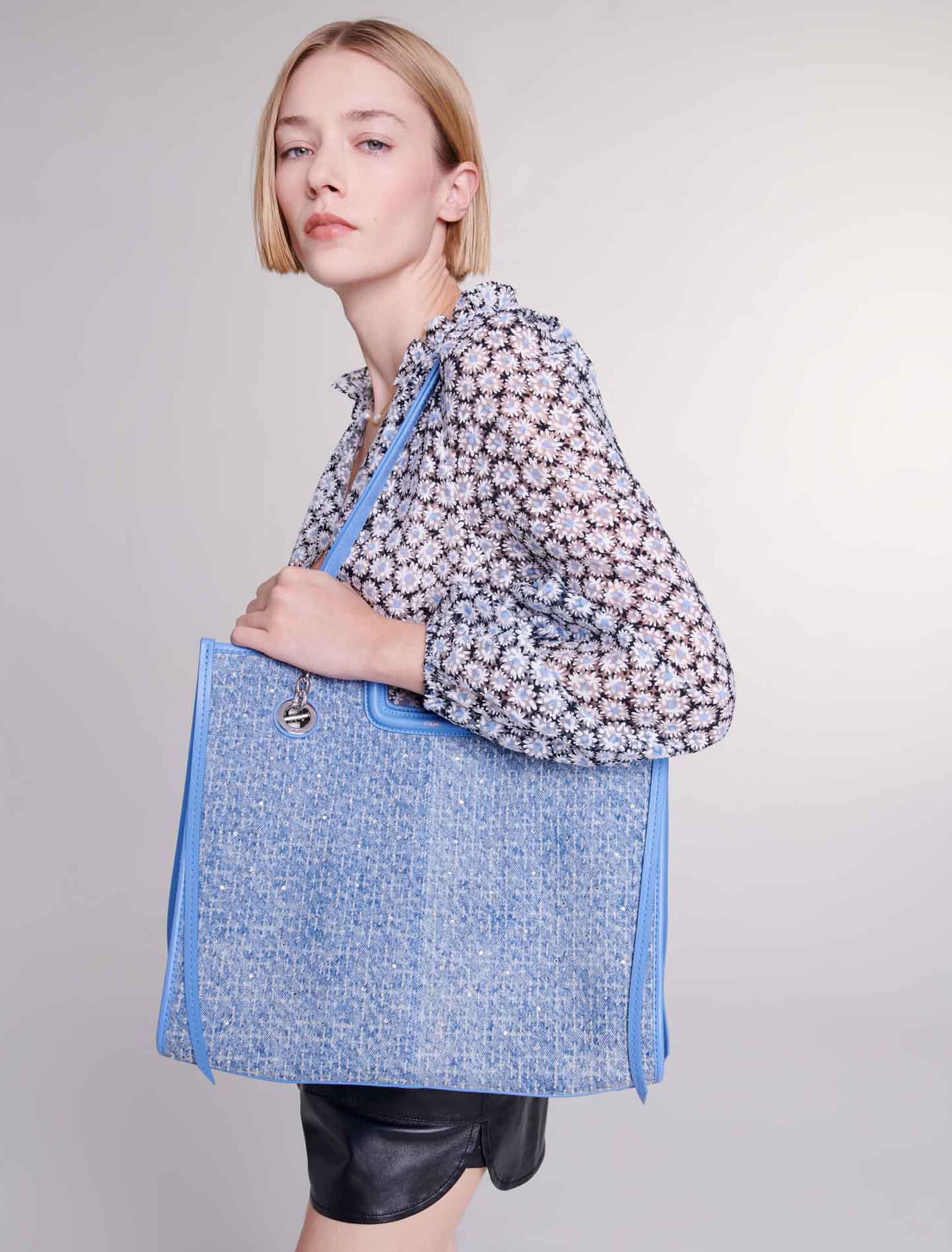 Cabas en toile denim et strass