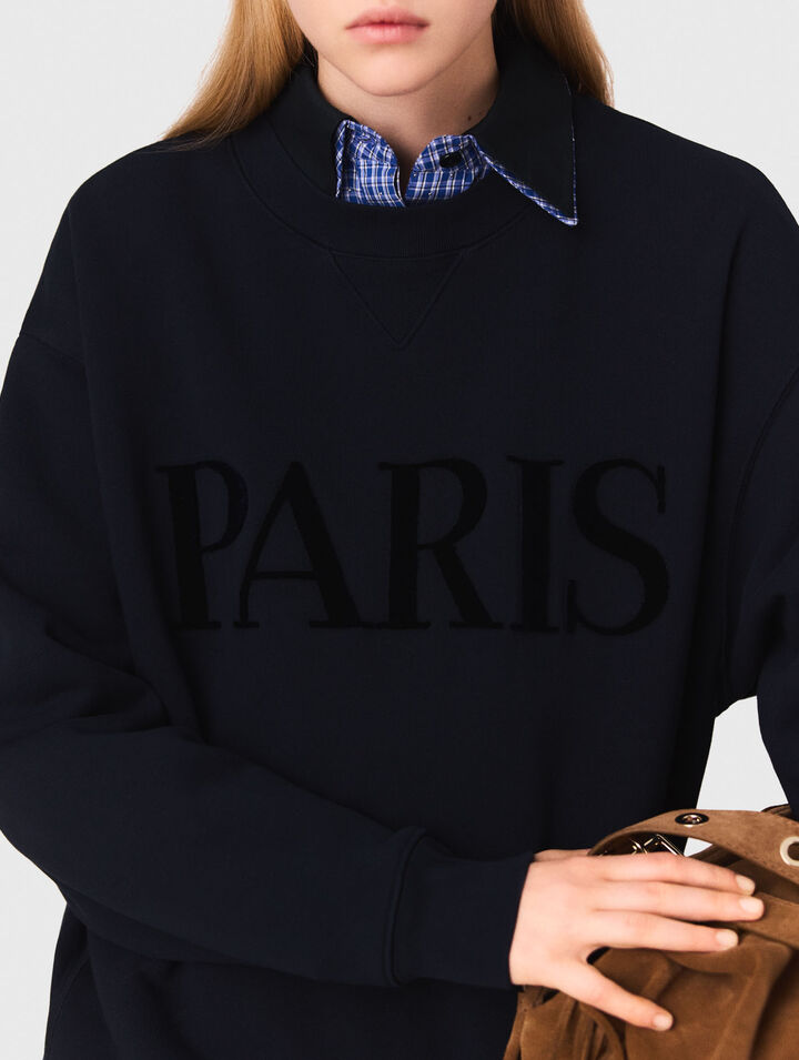 Sweatshirt logo Paris en relief