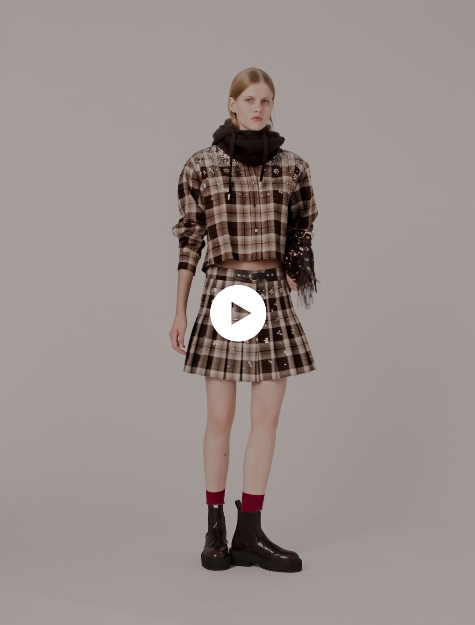Chemise à carreaux strassée