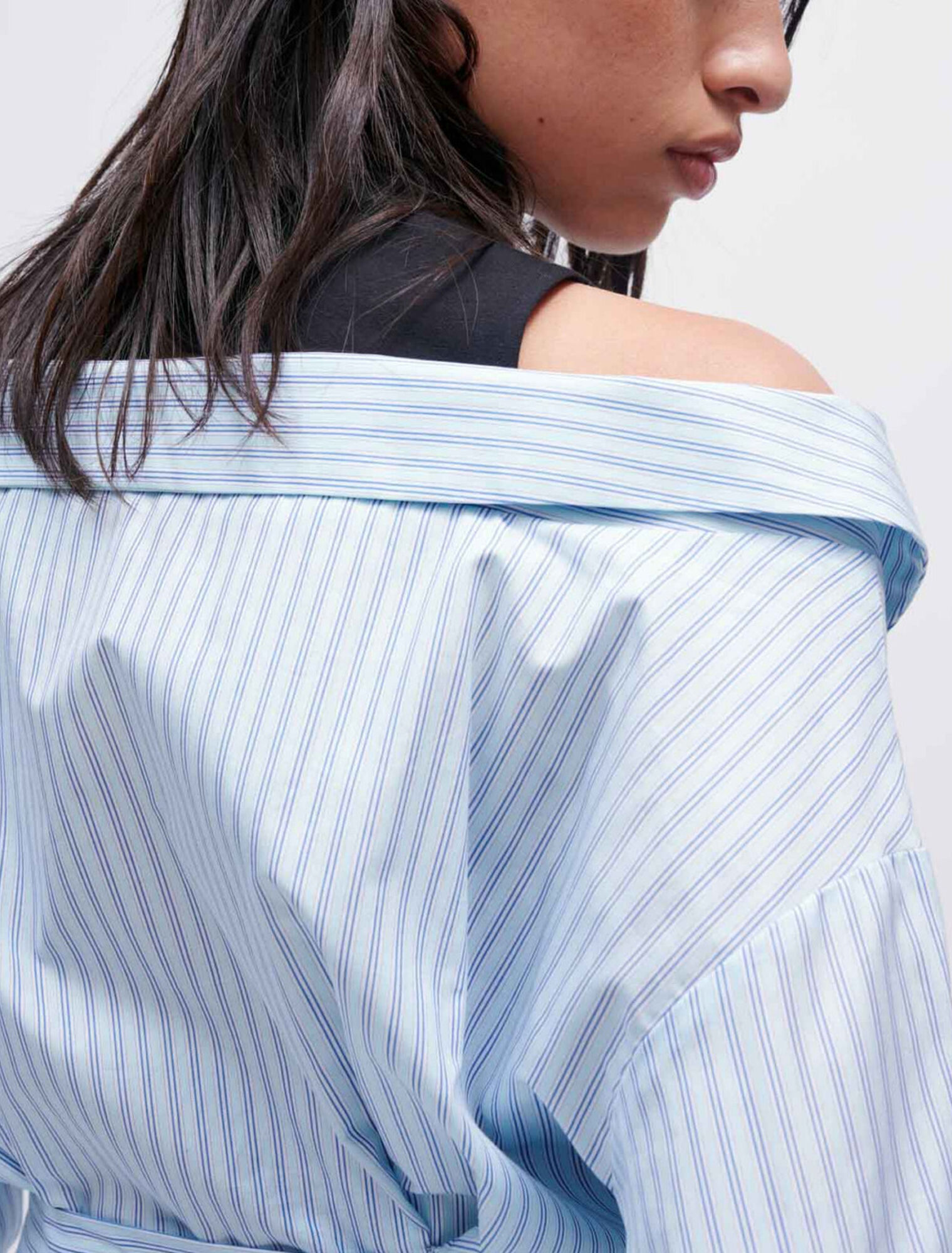Robe chemise trompe-l'œil à rayures