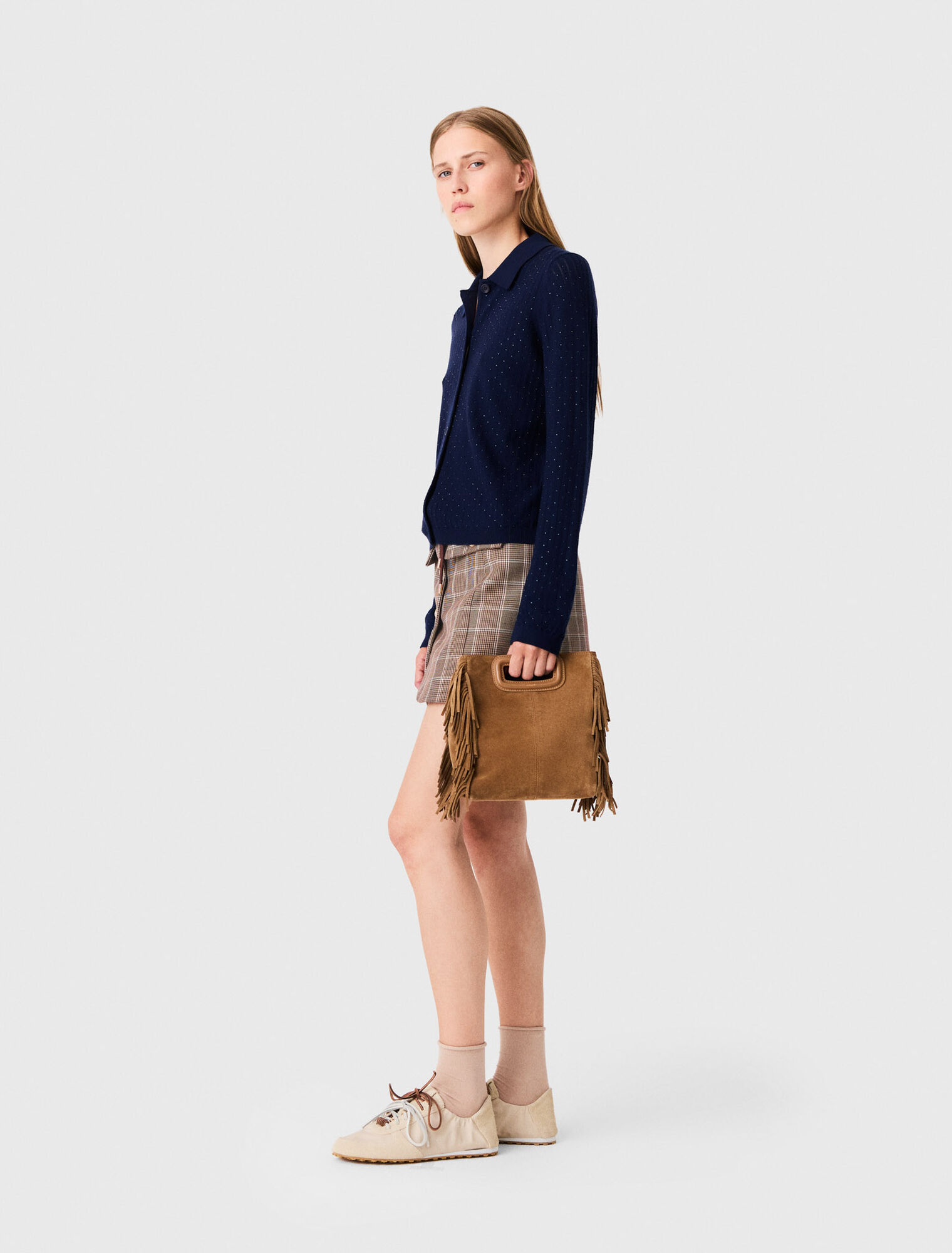 Cardigan &agrave; col polo strass&eacute;