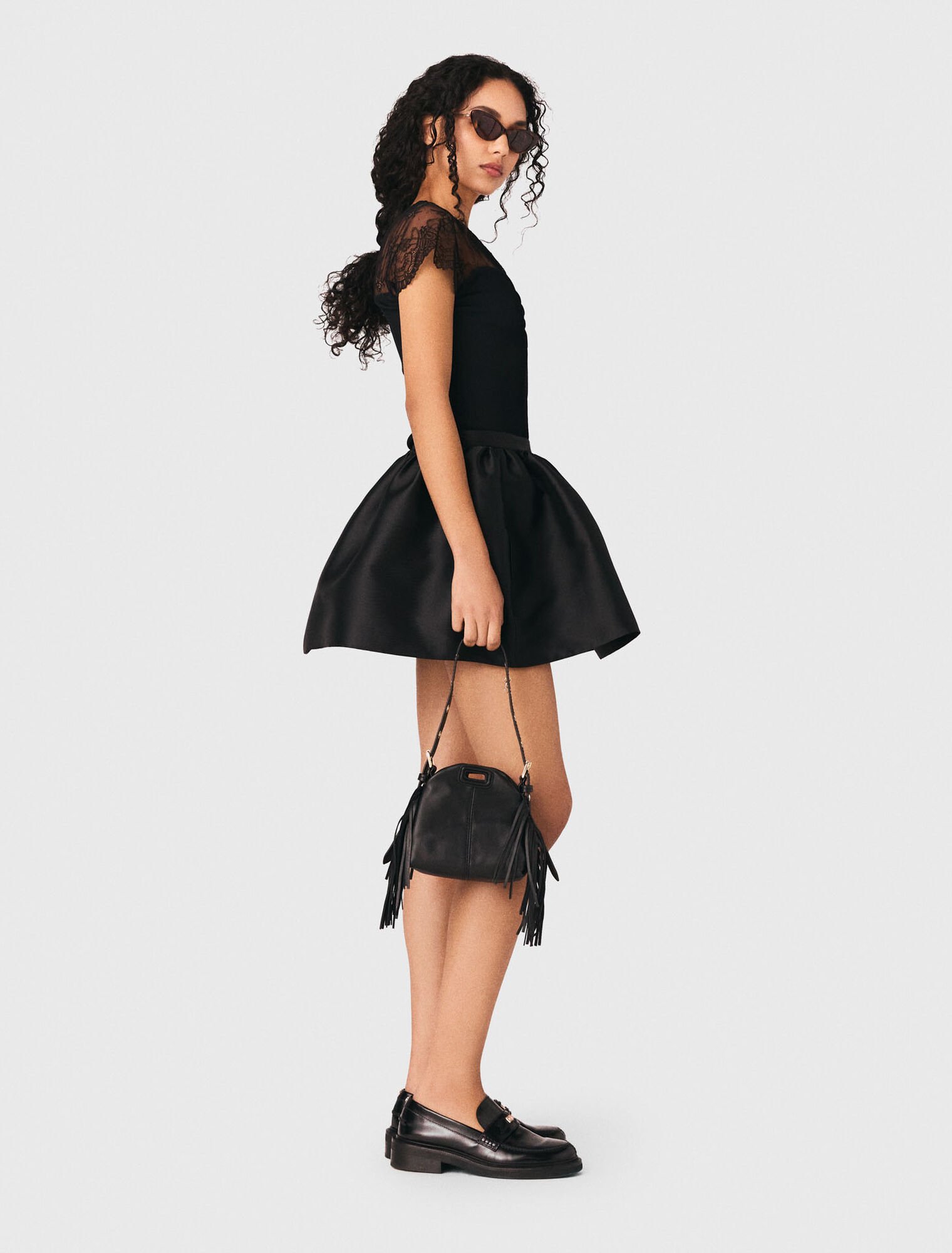 Top en jersey incrust&eacute; de dentelle