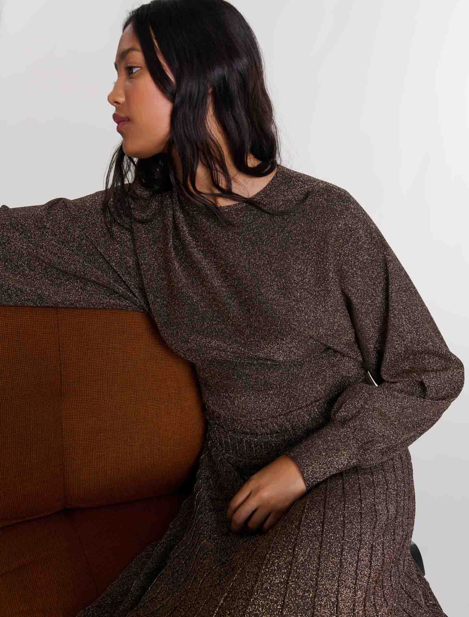 Robe longue en maille brillante