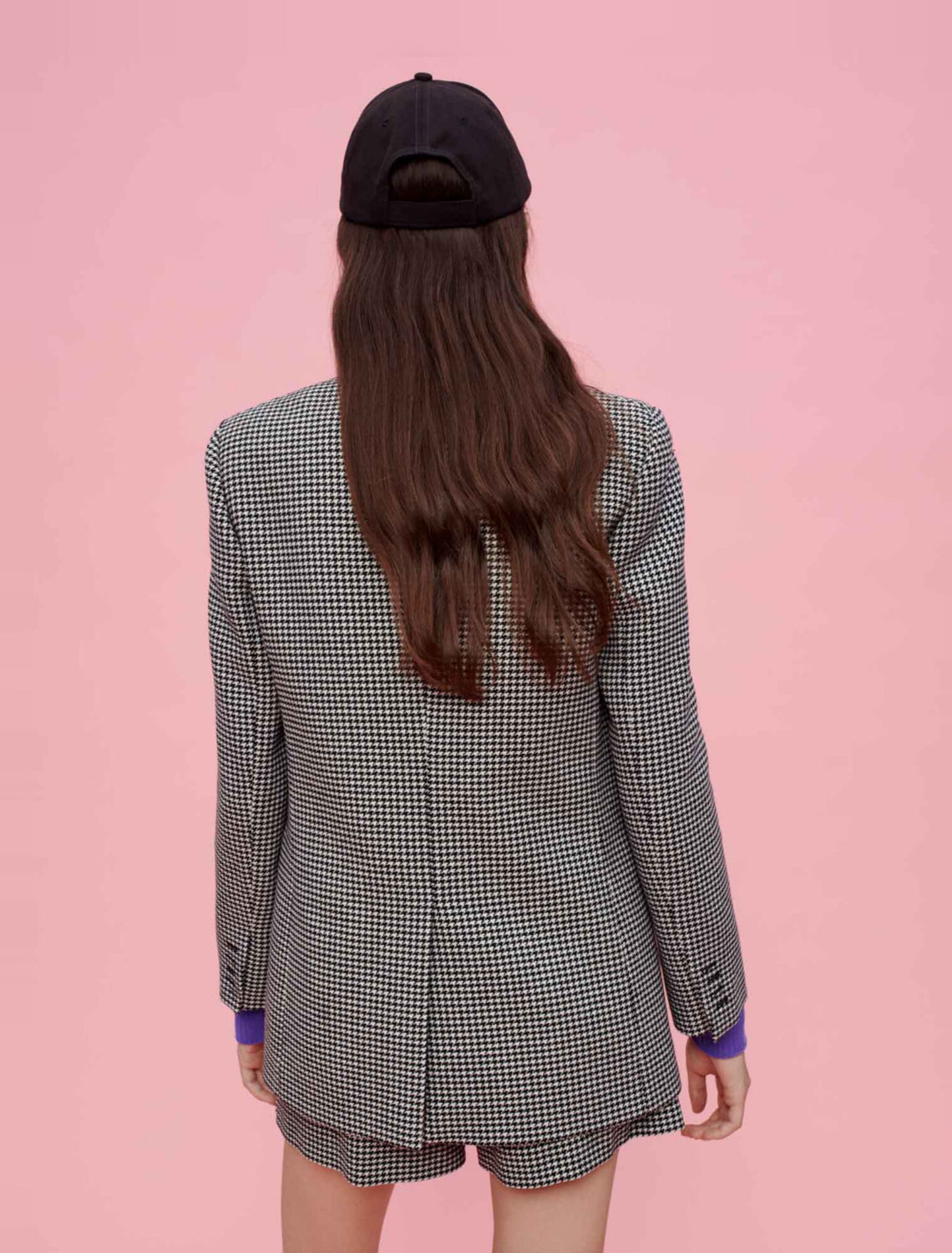 Veste droite en pieds de poule