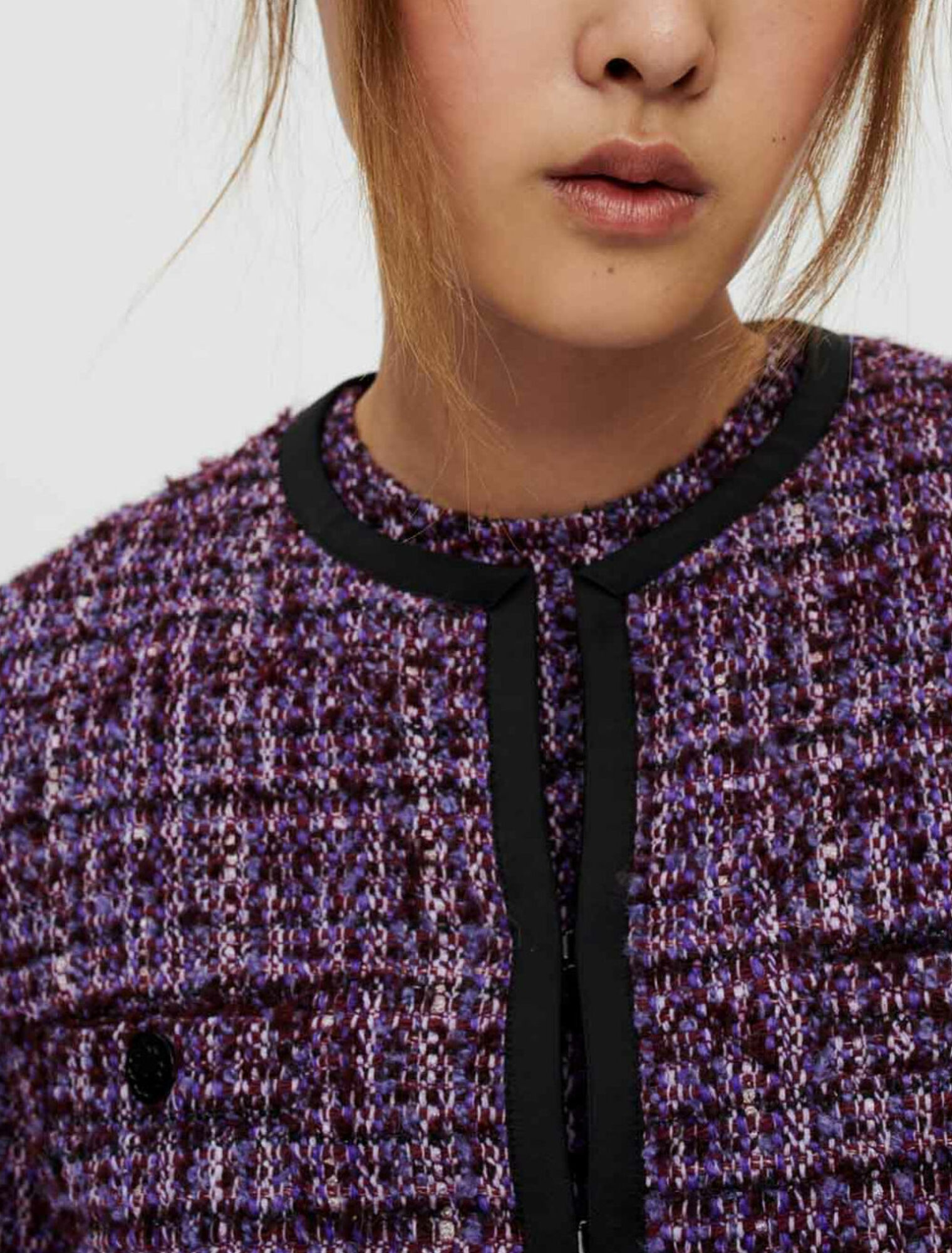 Veste en tweed violet matelassée