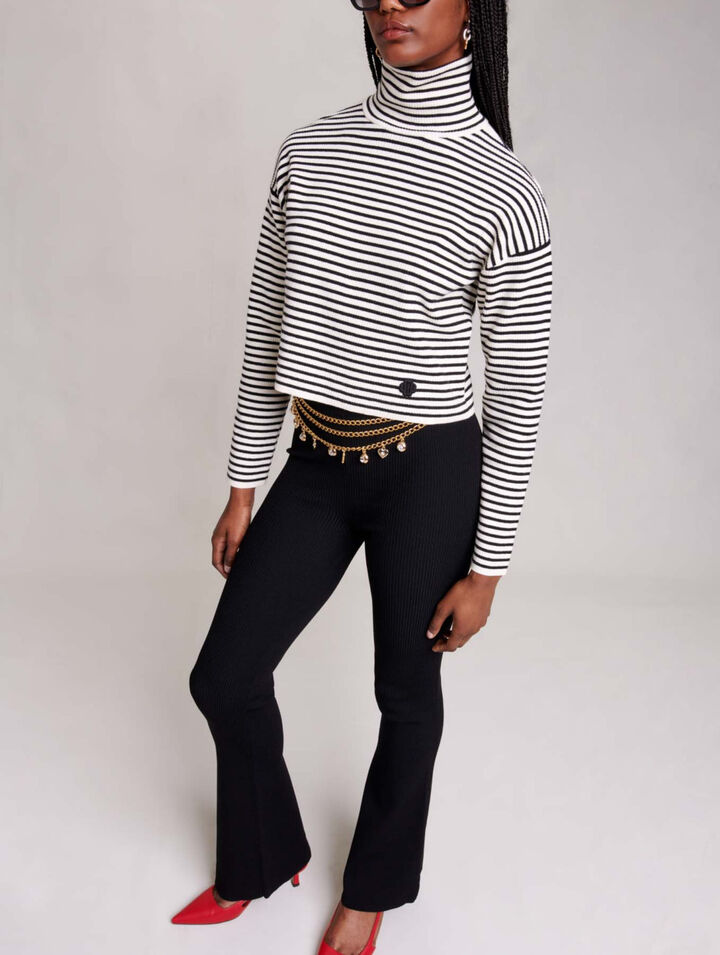 Pantalon en maille côtelée