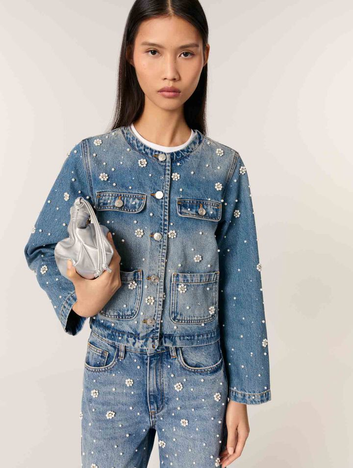 Veste en denim brodé