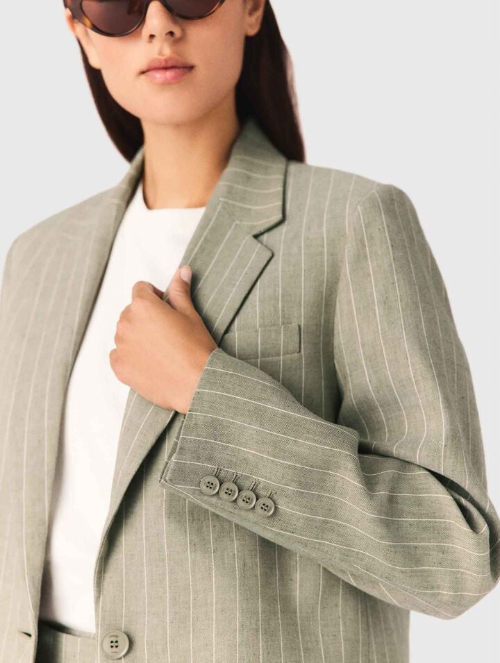 Veste de tailleur en lin m&eacute;lang&eacute;