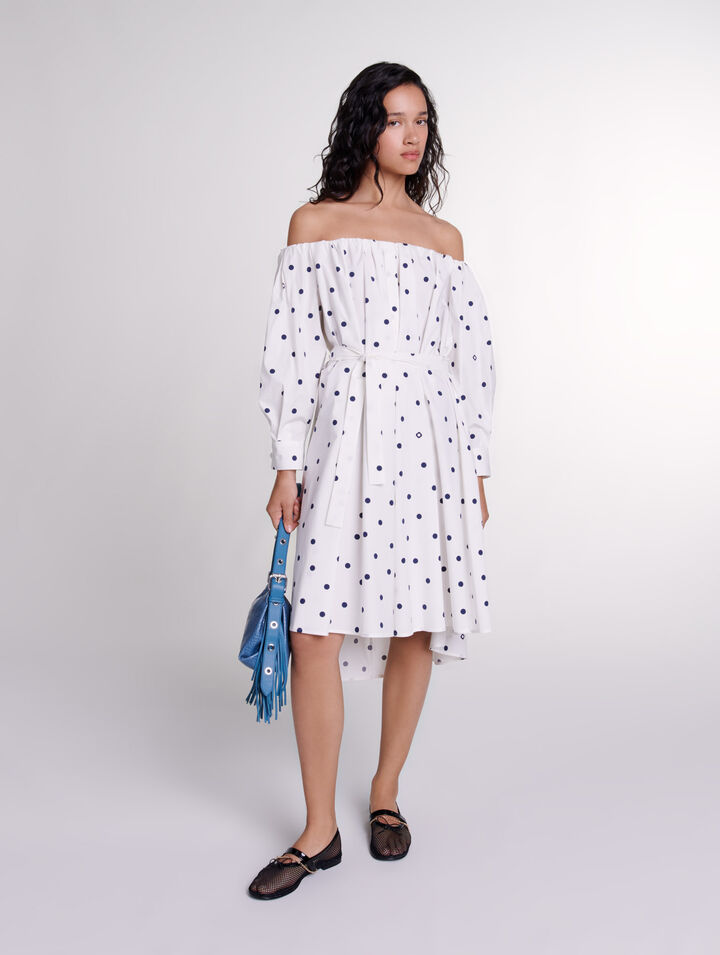 Robe chemise à encolure bardot 