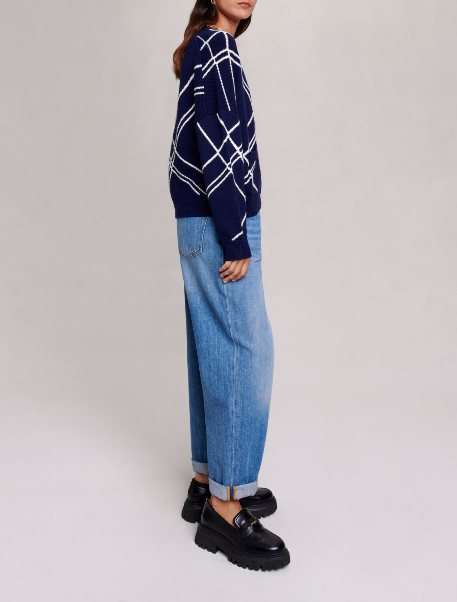 Cardigan en maille à rayures