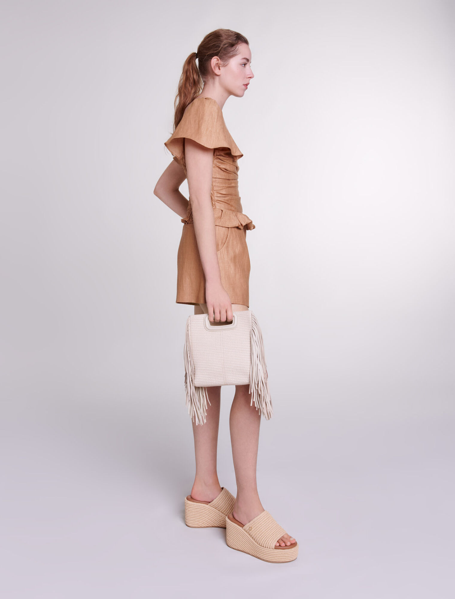 Sac M en textile et raphia