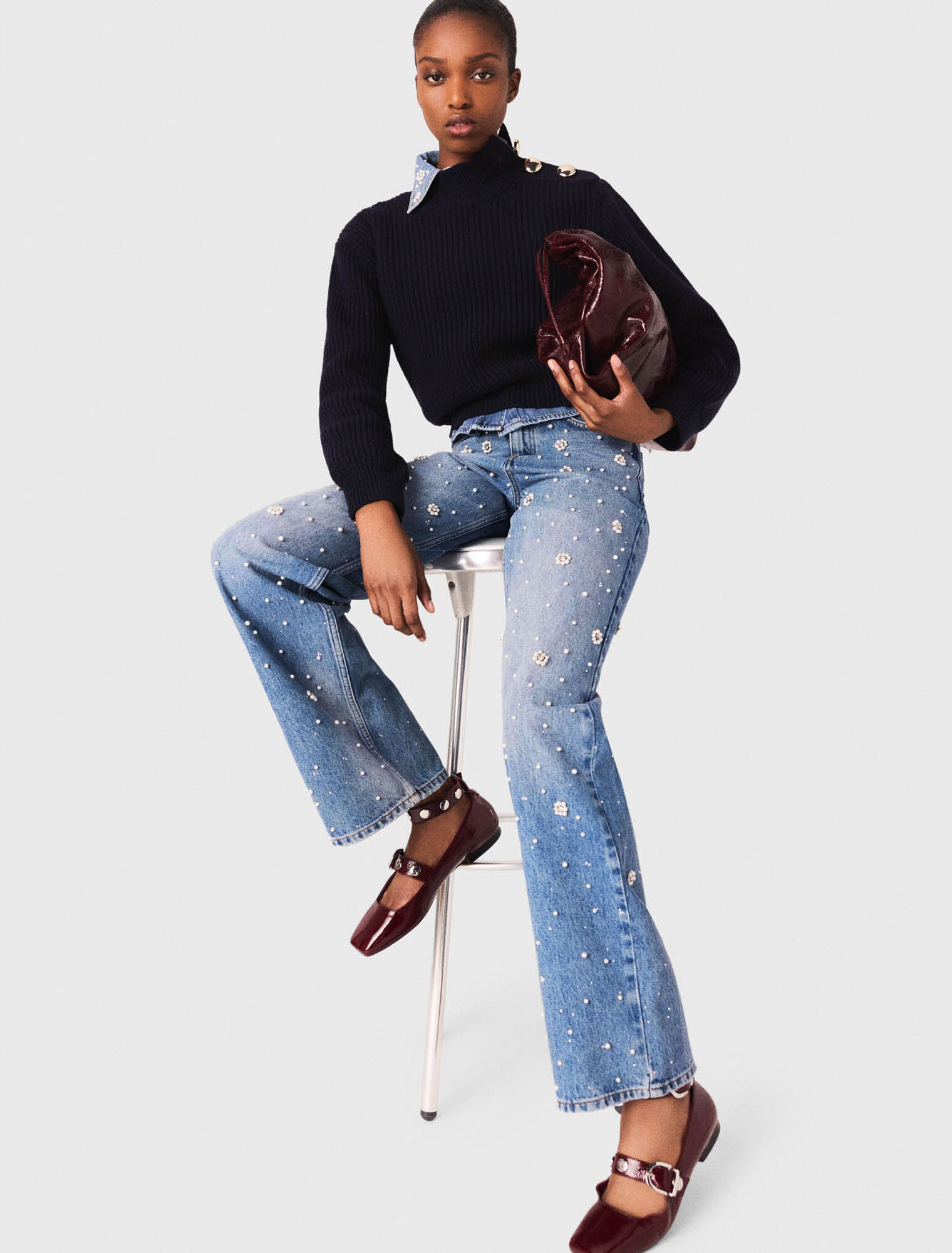 Jean large brodé