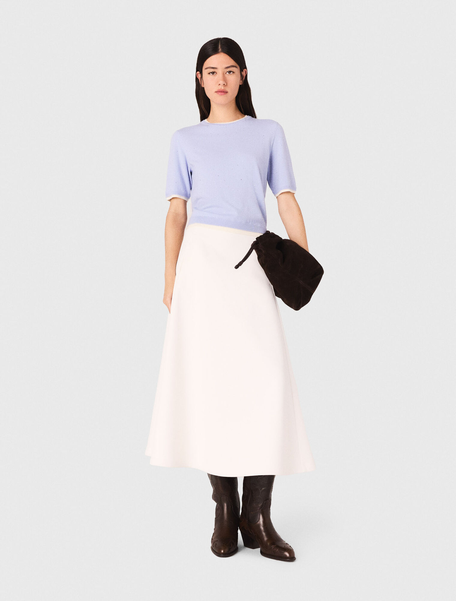 Pull 100% laine à manches courtes