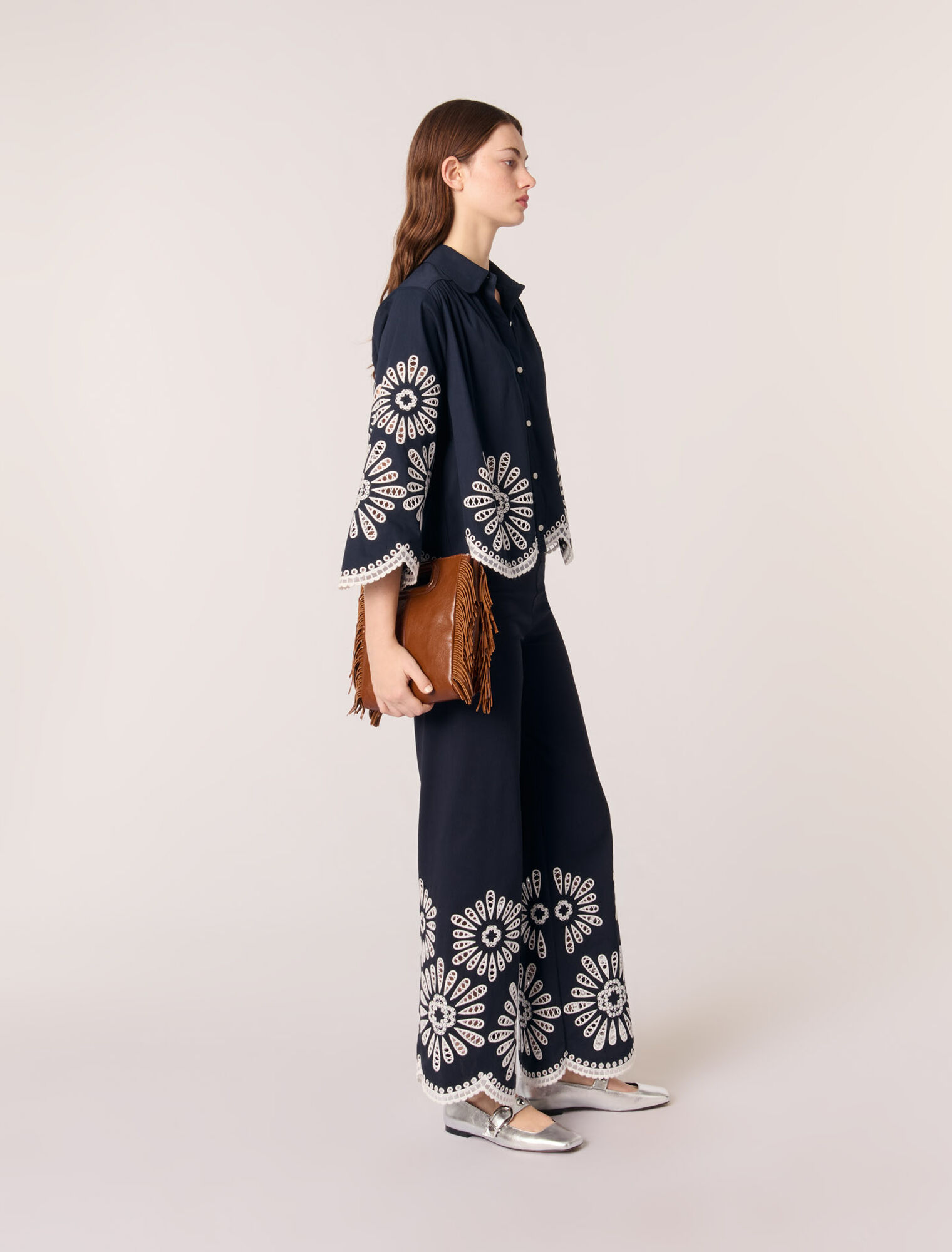 Chemise courte avec détails crochet