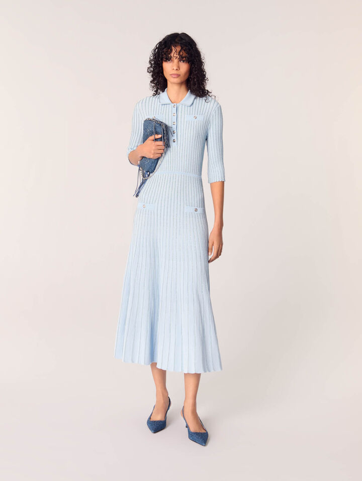 Robe midi en maille côtelée