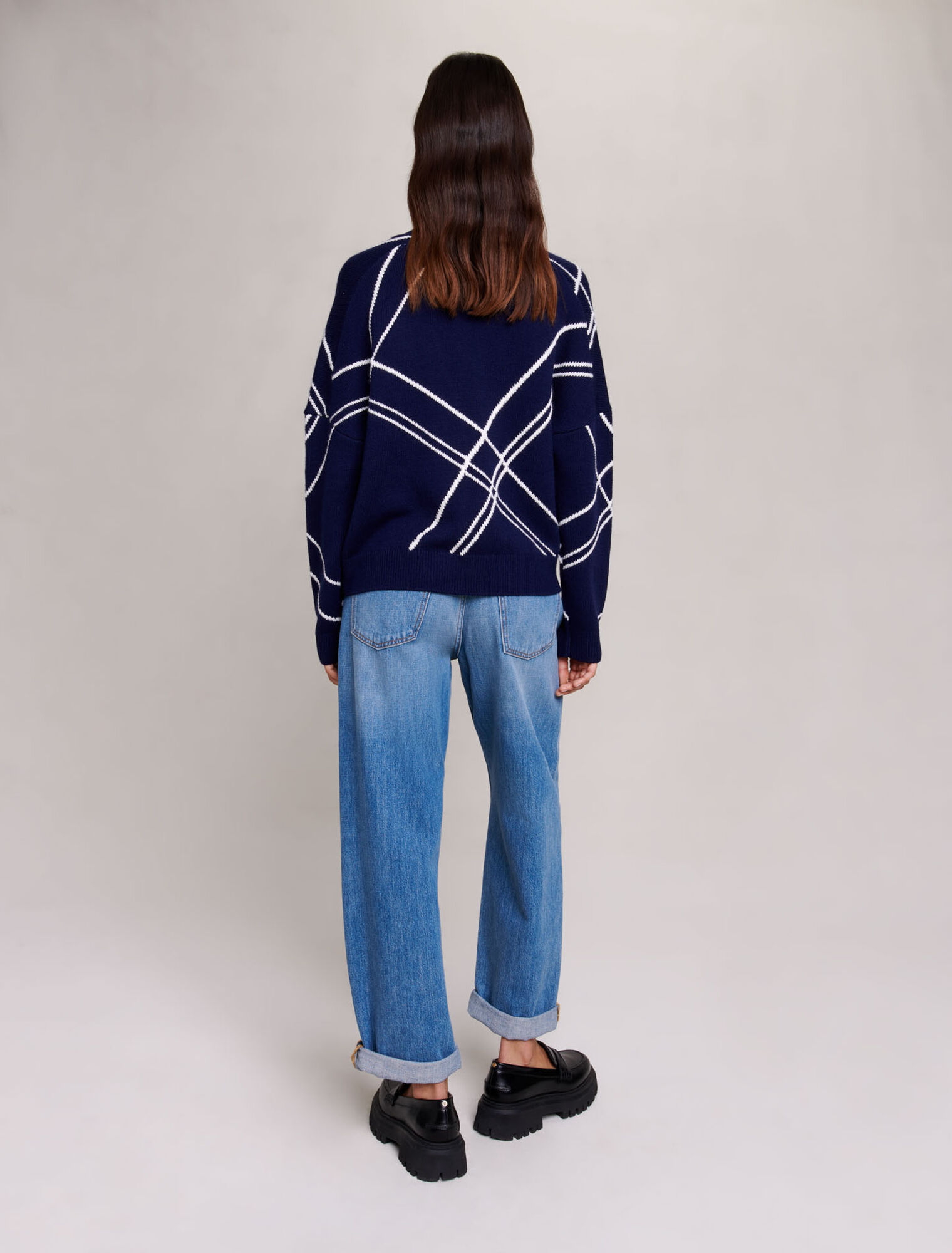 Cardigan en maille à rayures