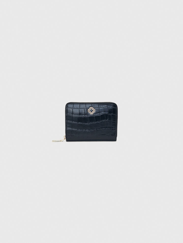 Portefeuille en cuir effet croco