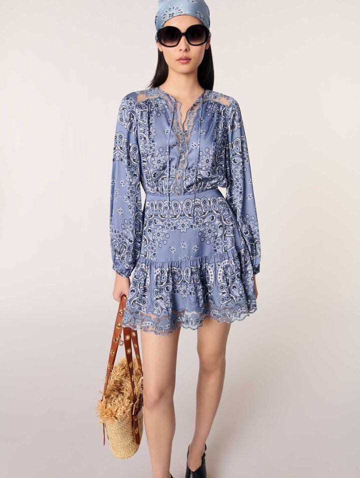 Robe courte fluide imprimée