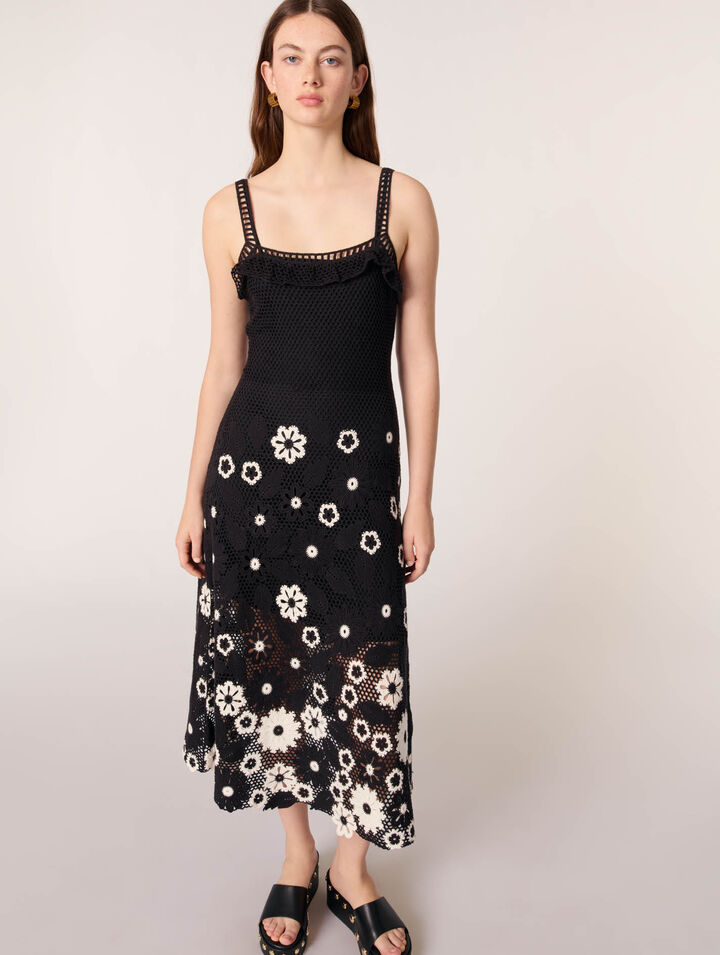 Robe longue en crochet floral