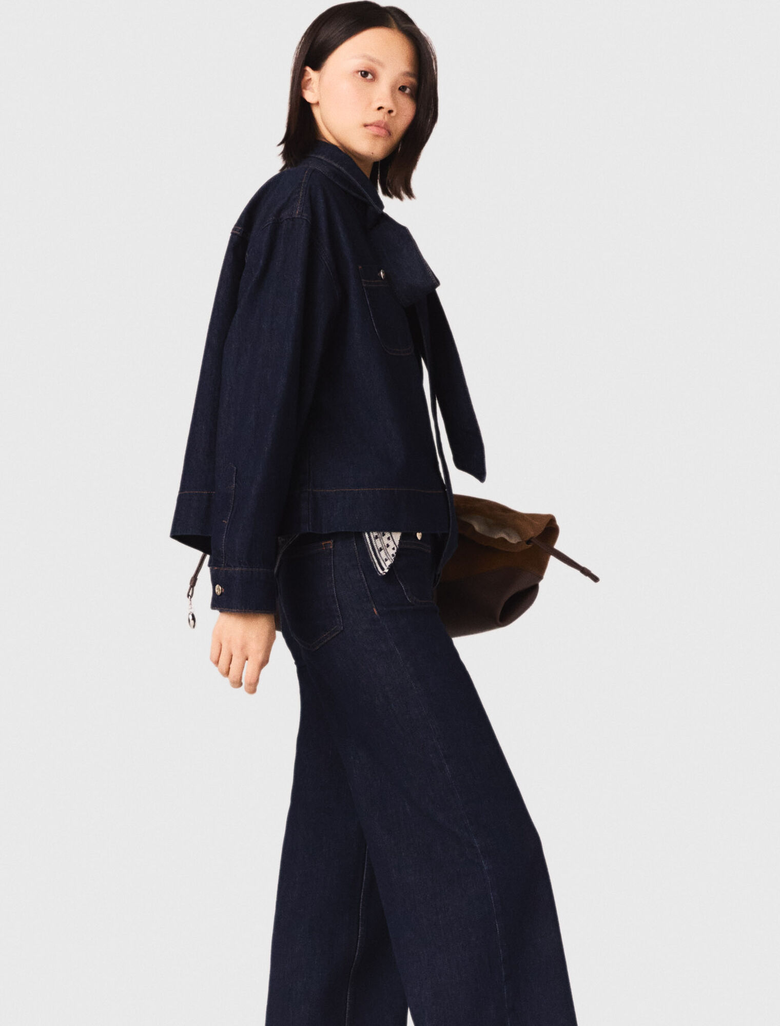 Chemise en denim avec Lavallière