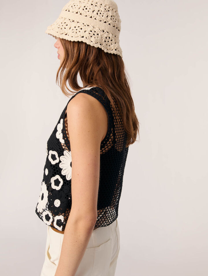 Top en crochet floral