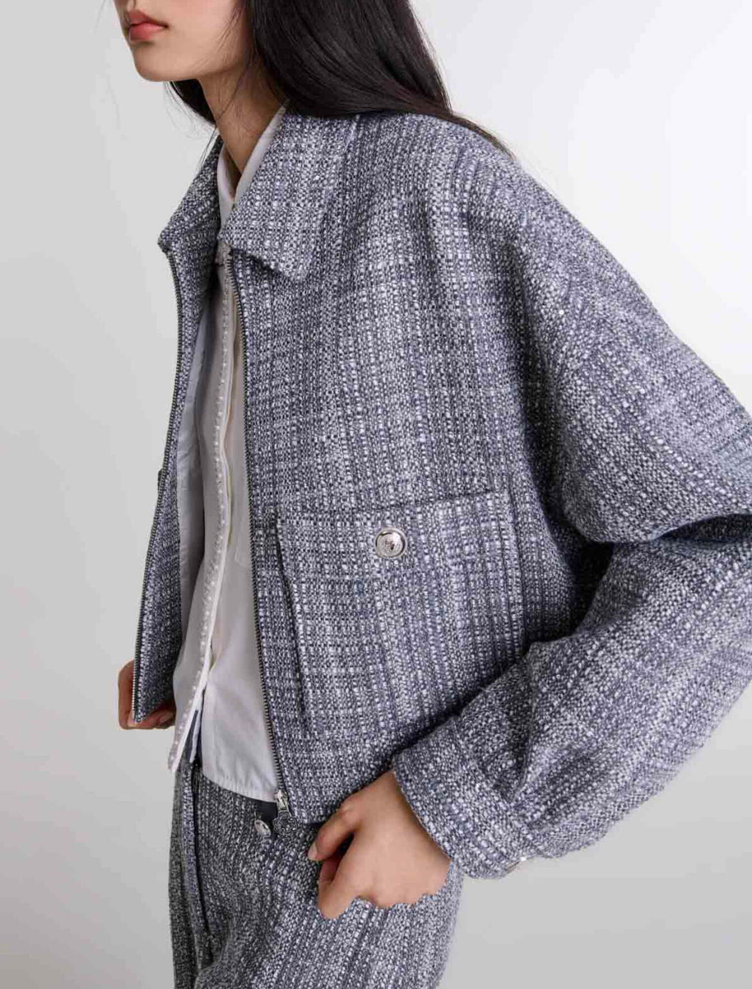 Blouson court en tweed