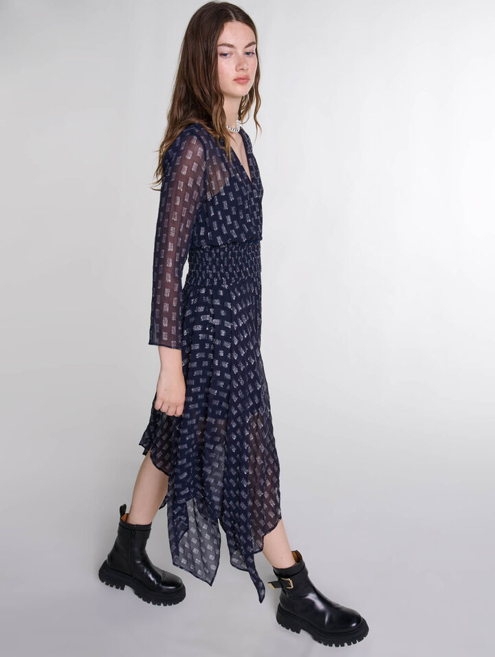 Robe longue asymétrique imprimé fleurs