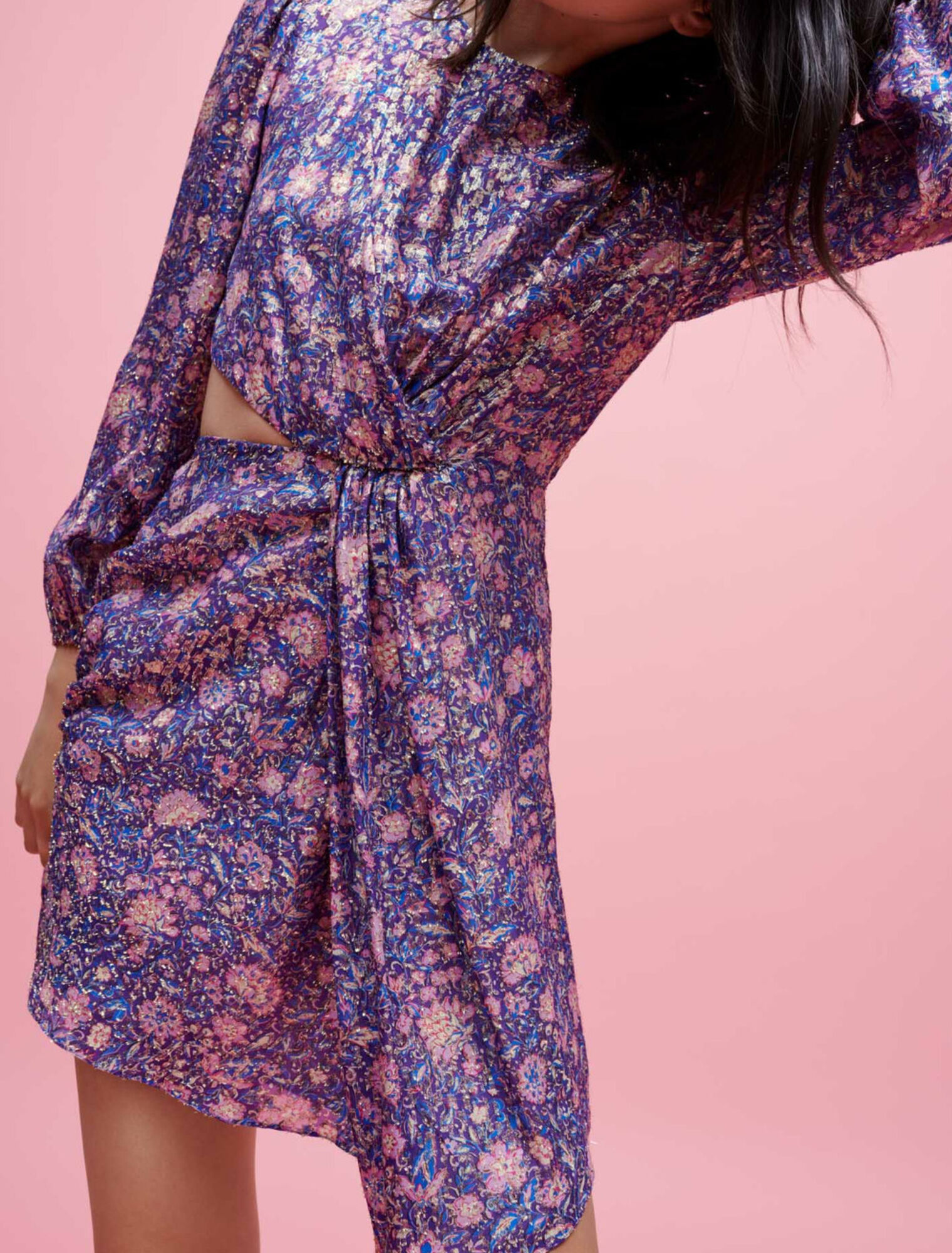 Robe en viscose imprimée métallisée