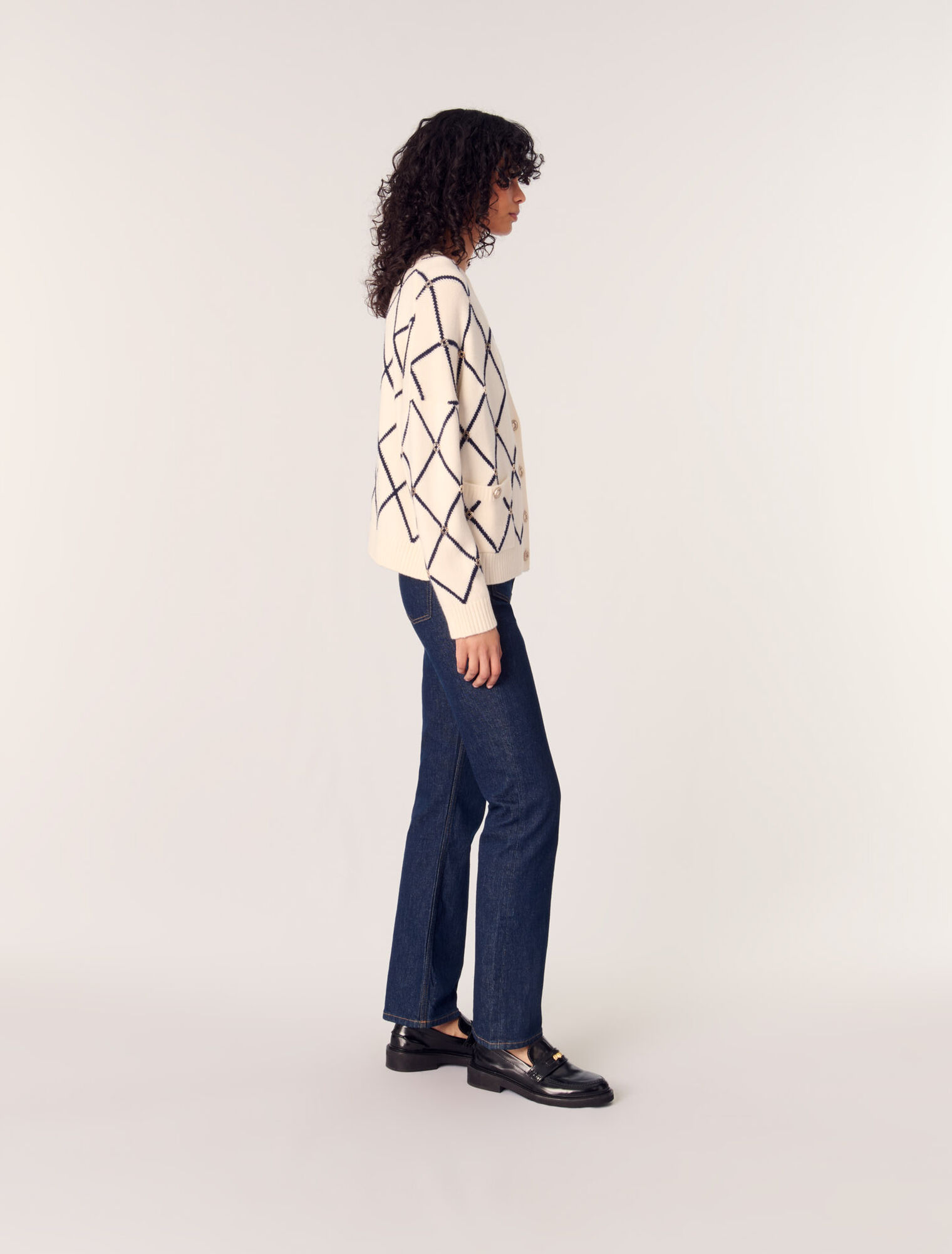 Cardigan en maille à motif losange