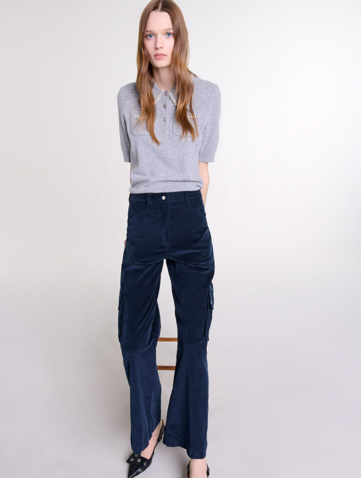 Pantalon cargo en velours