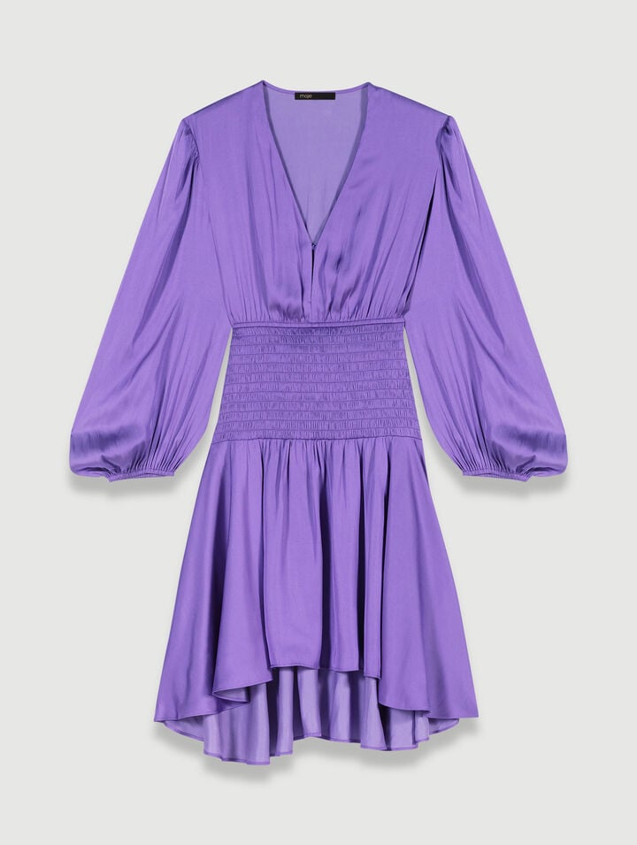 Robe Courte Satinée - Violet - Maje