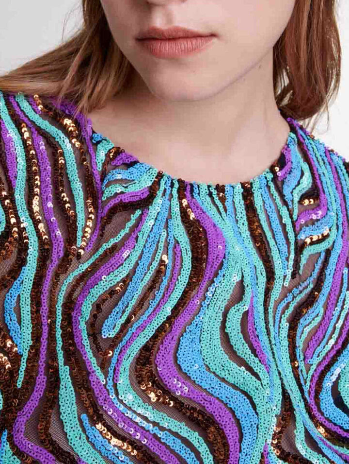 Robe courte trompe l'œil à sequins