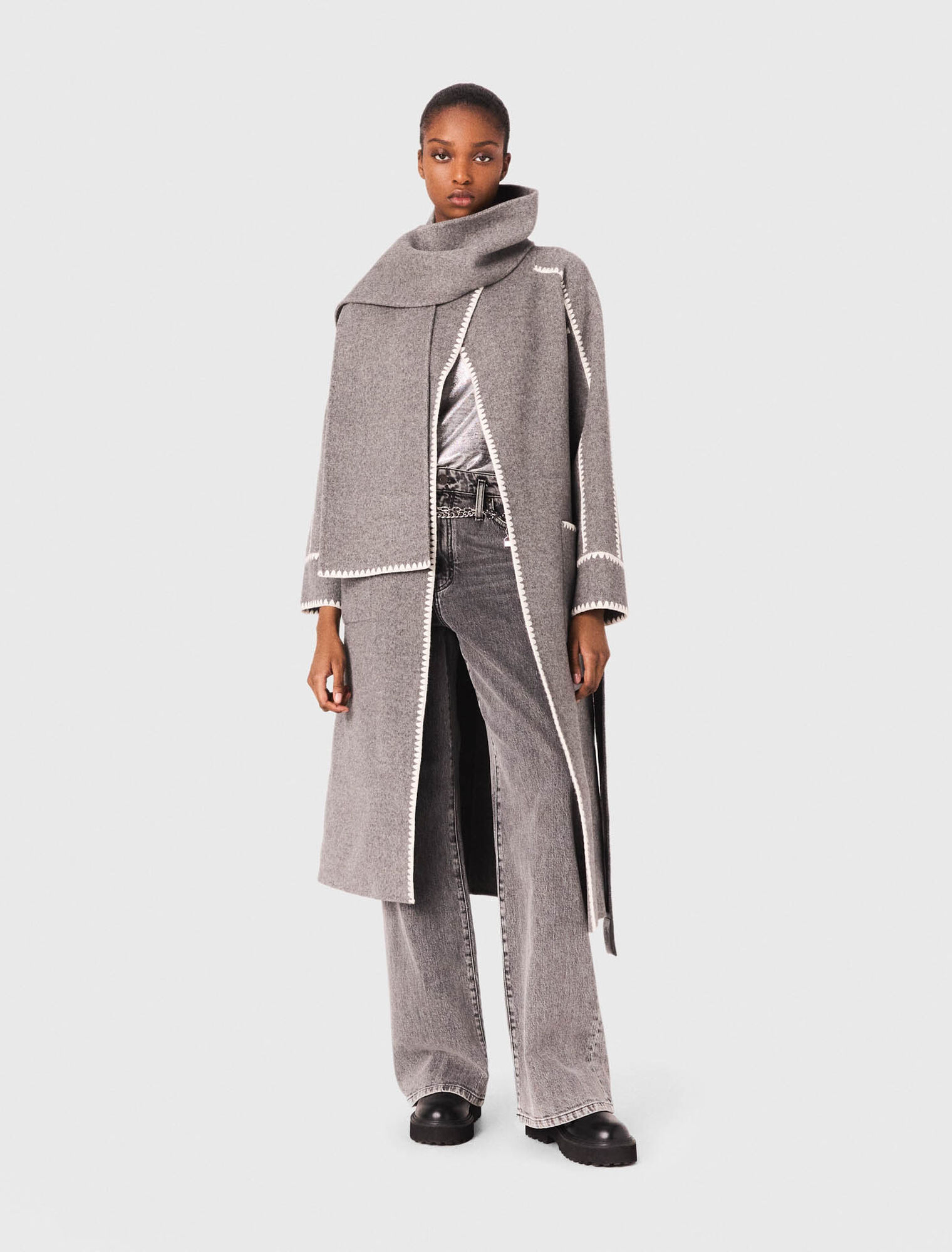 Manteau long double face