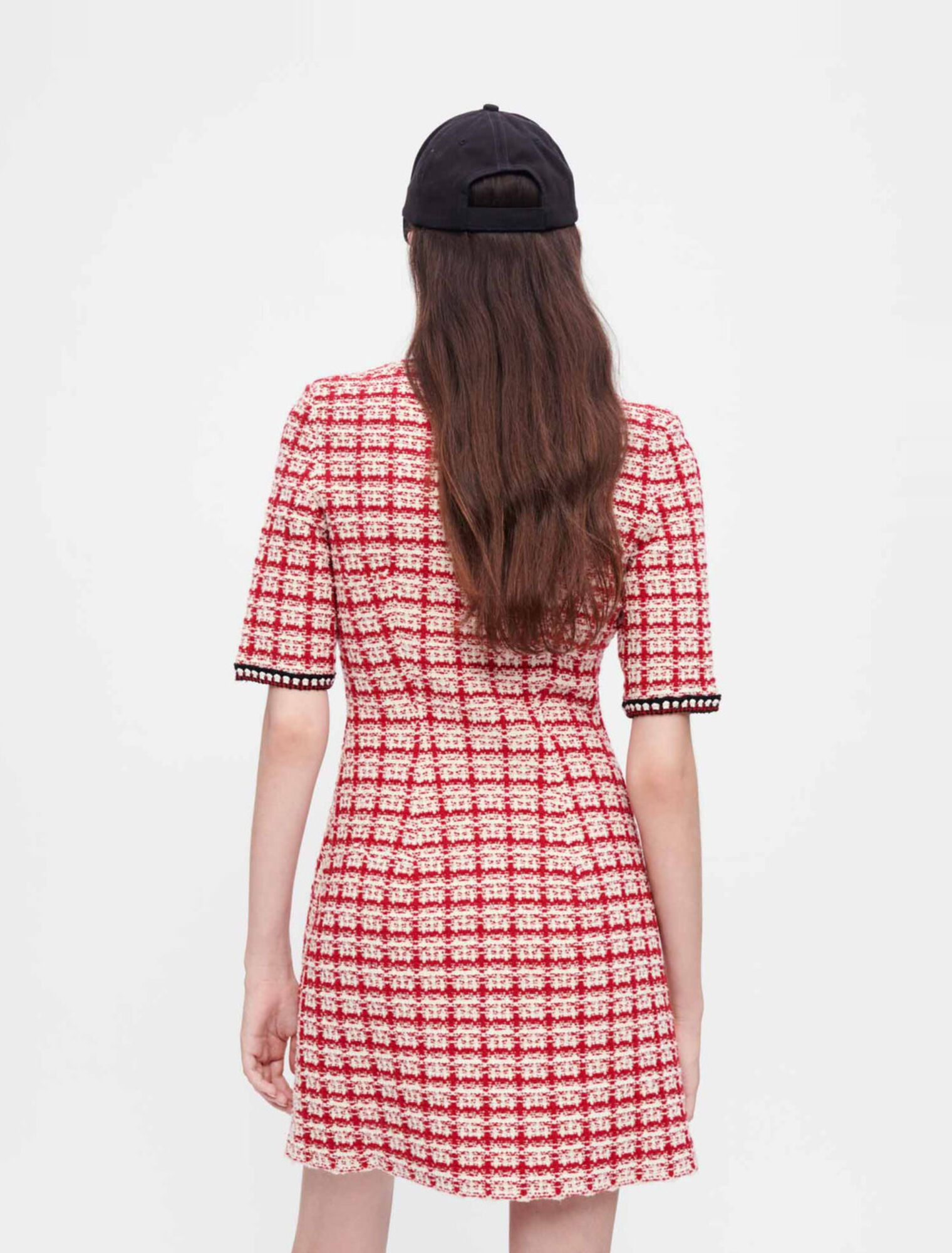 Robe en maille façon tweed à carreaux