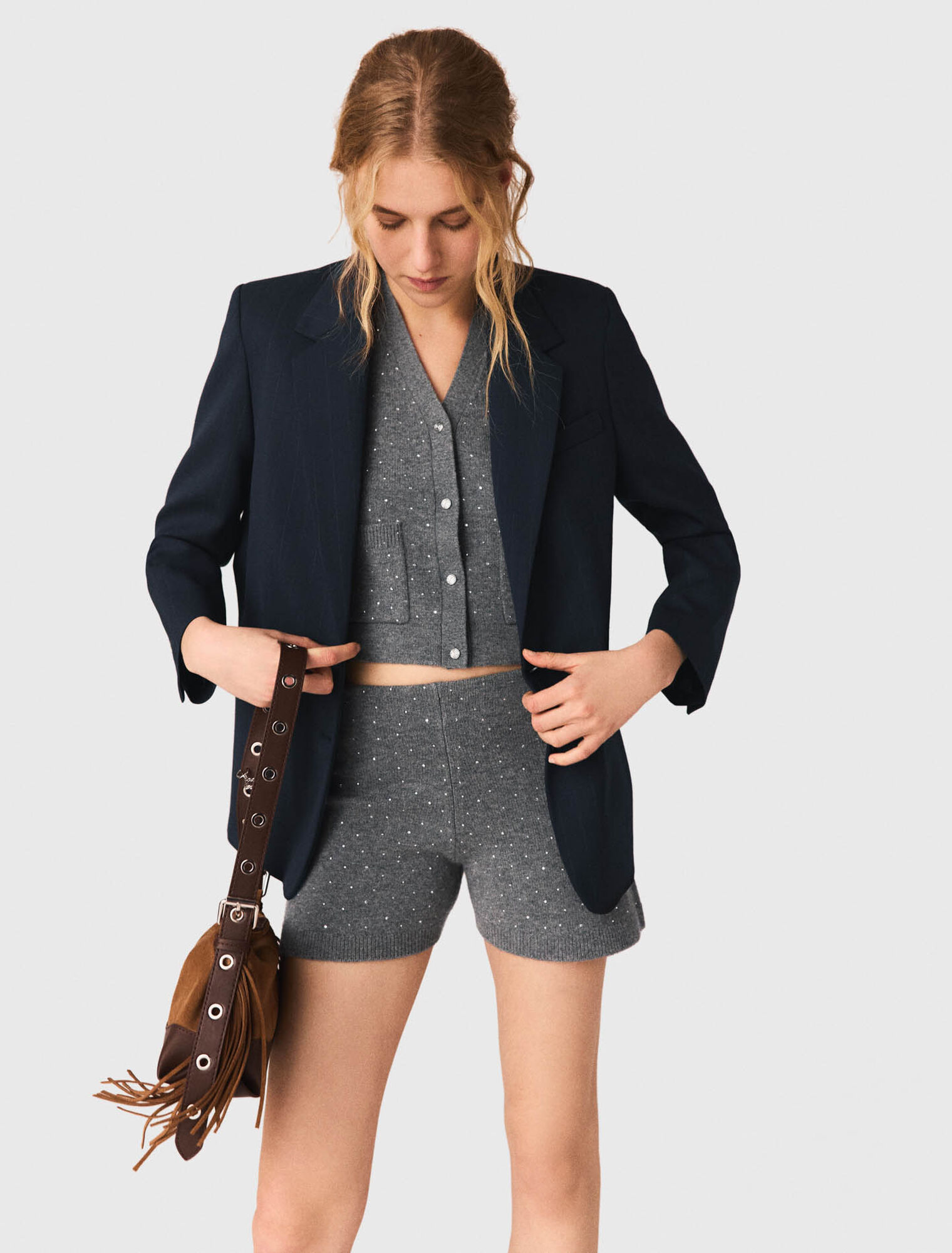 Short en maille avec strass