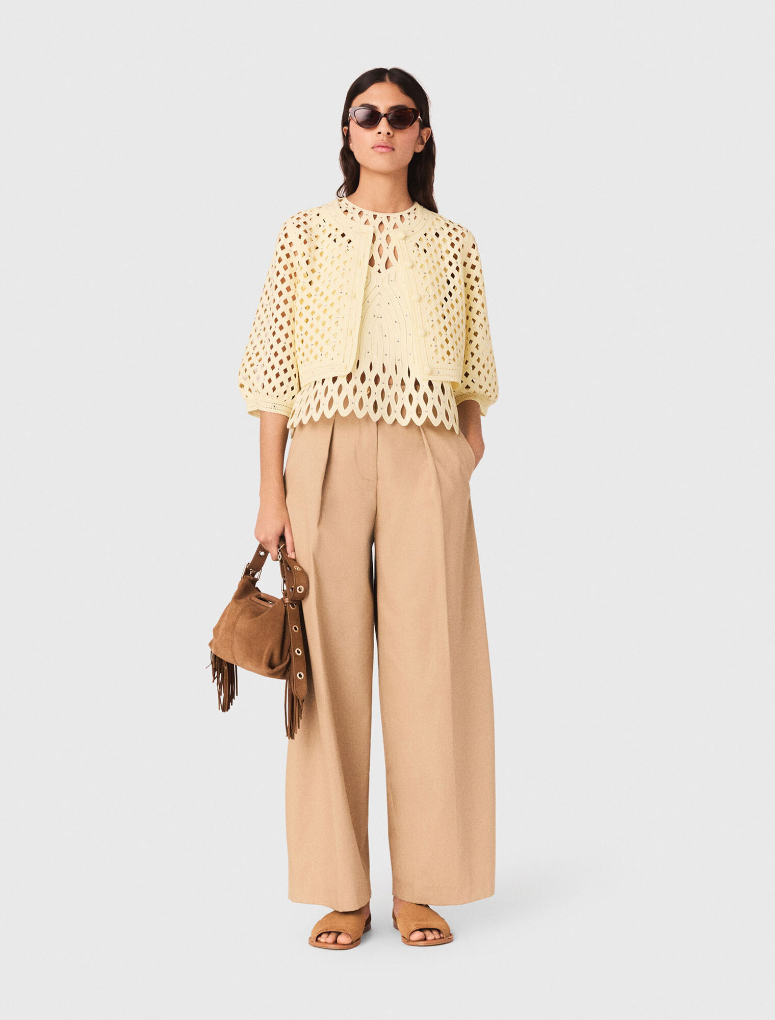 Cardigan en crochet strass&eacute;