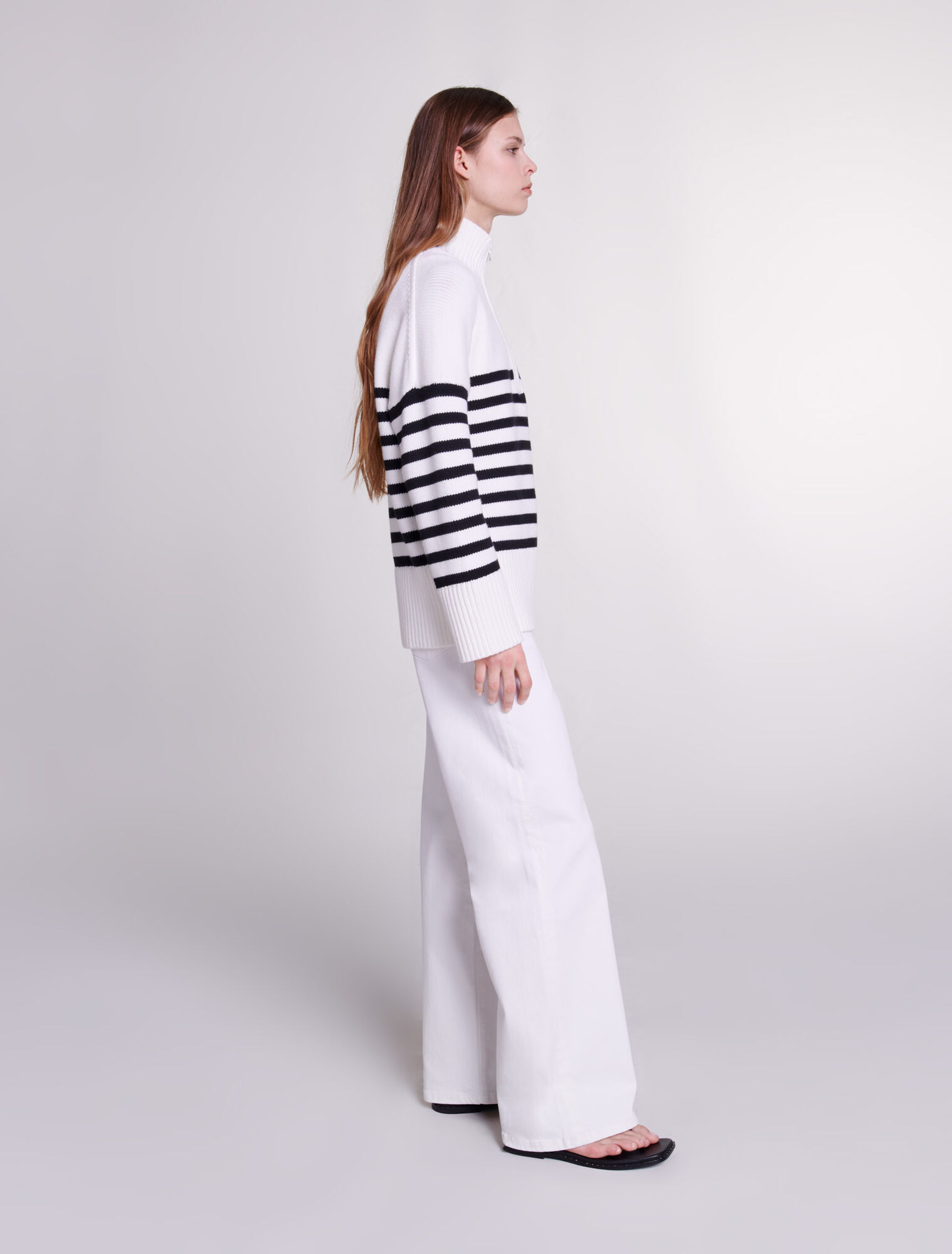 Pull marinière col zippé