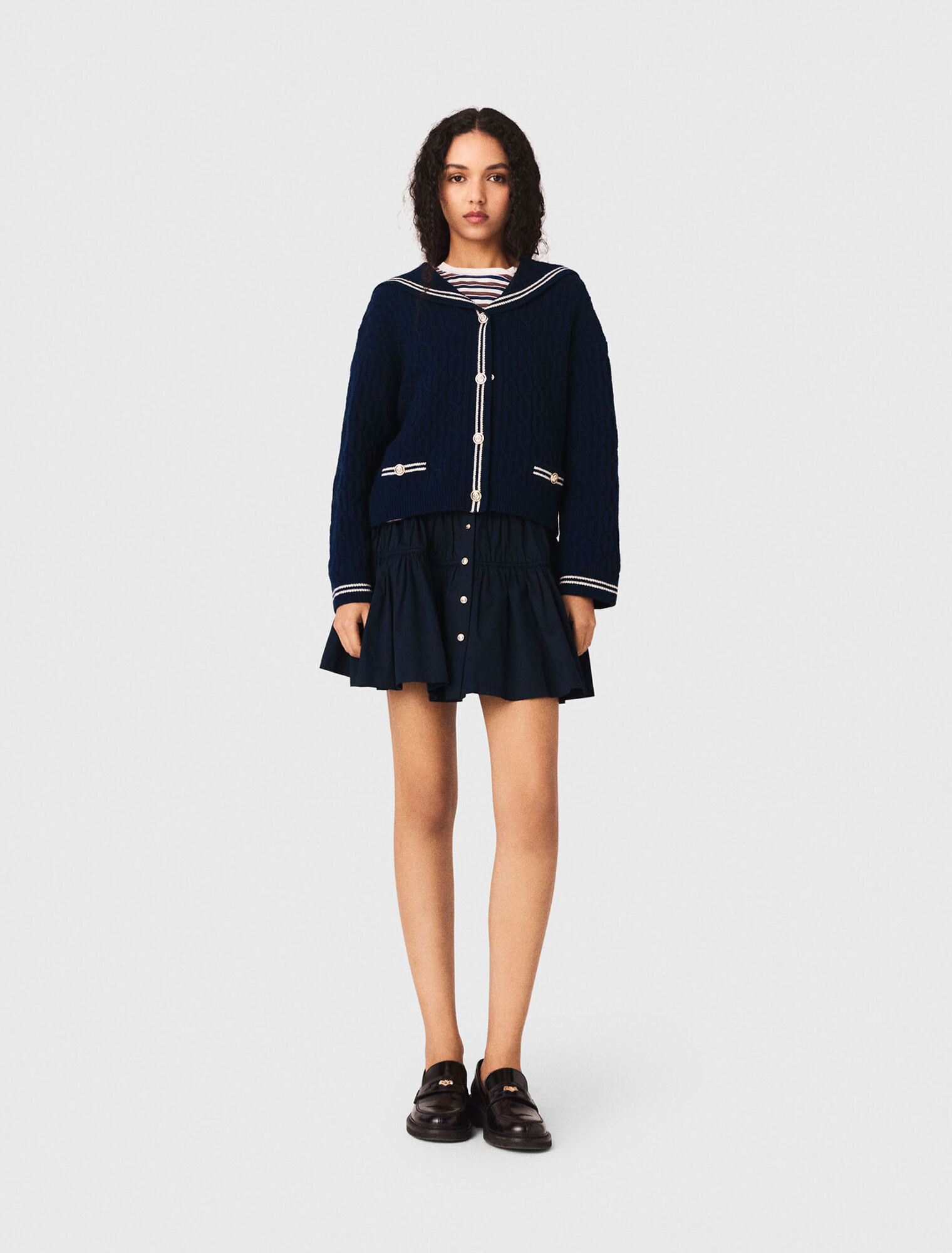 Cardigan torsad&eacute; avec col bateau