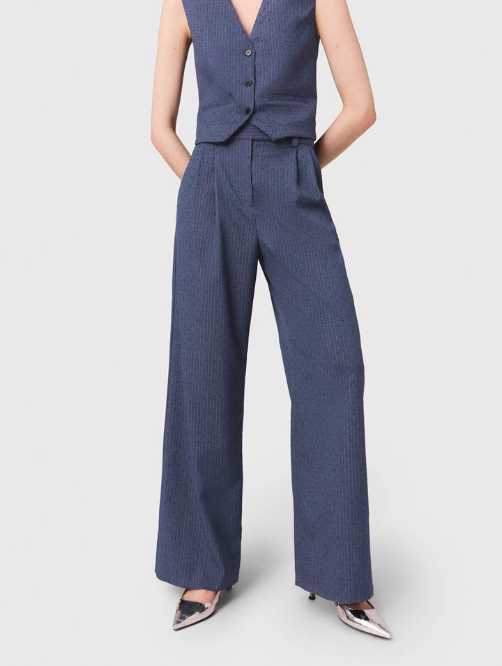 Pantalon tailleur à strass