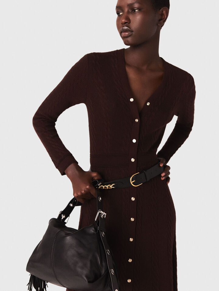 Robe longue en maille avec boutons
