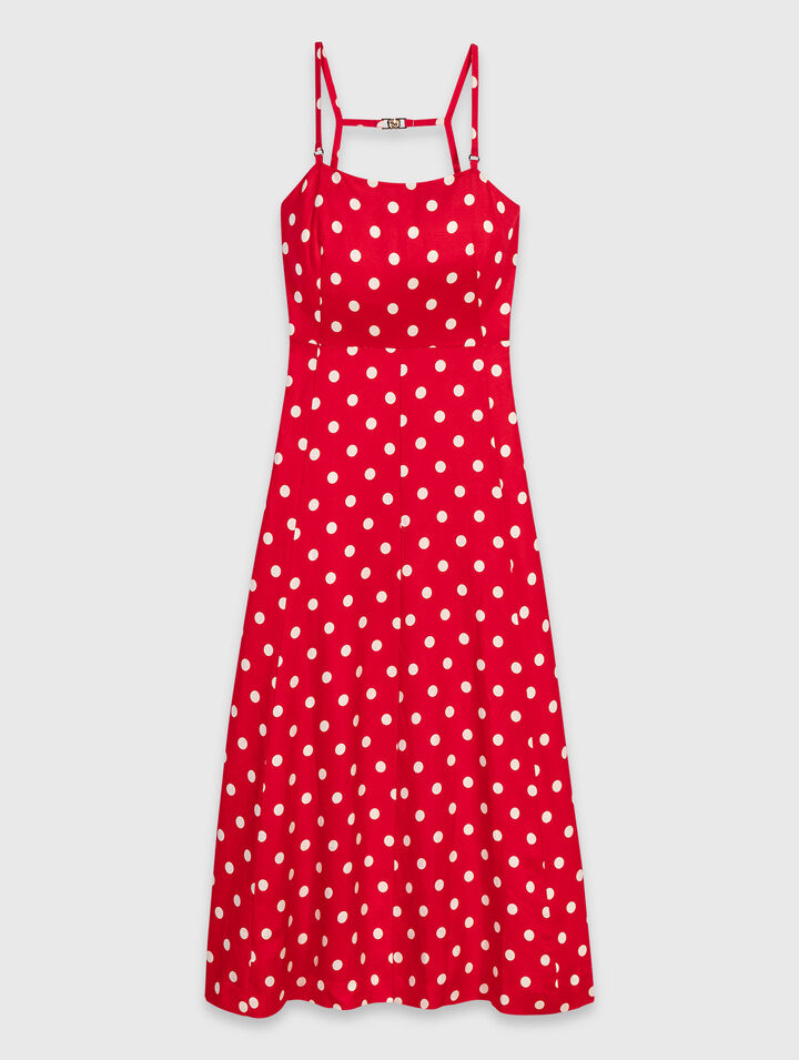 Robe longue dos nu en lin m&eacute;lang&eacute;