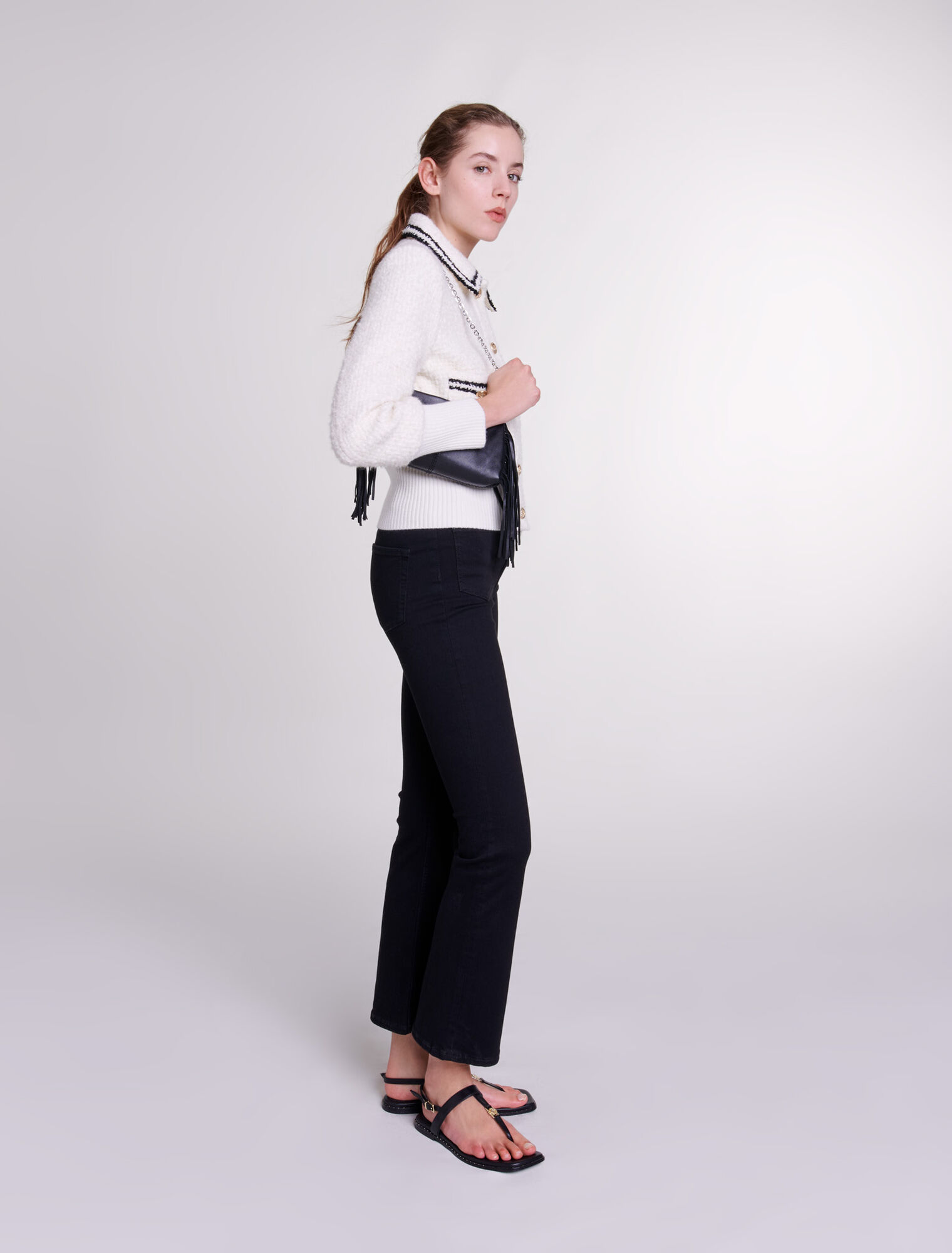 Blouson façon tweed contrasté