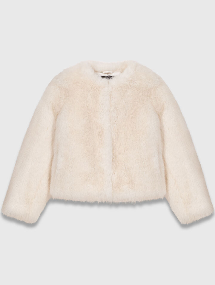Blouson court en fausse fourrure