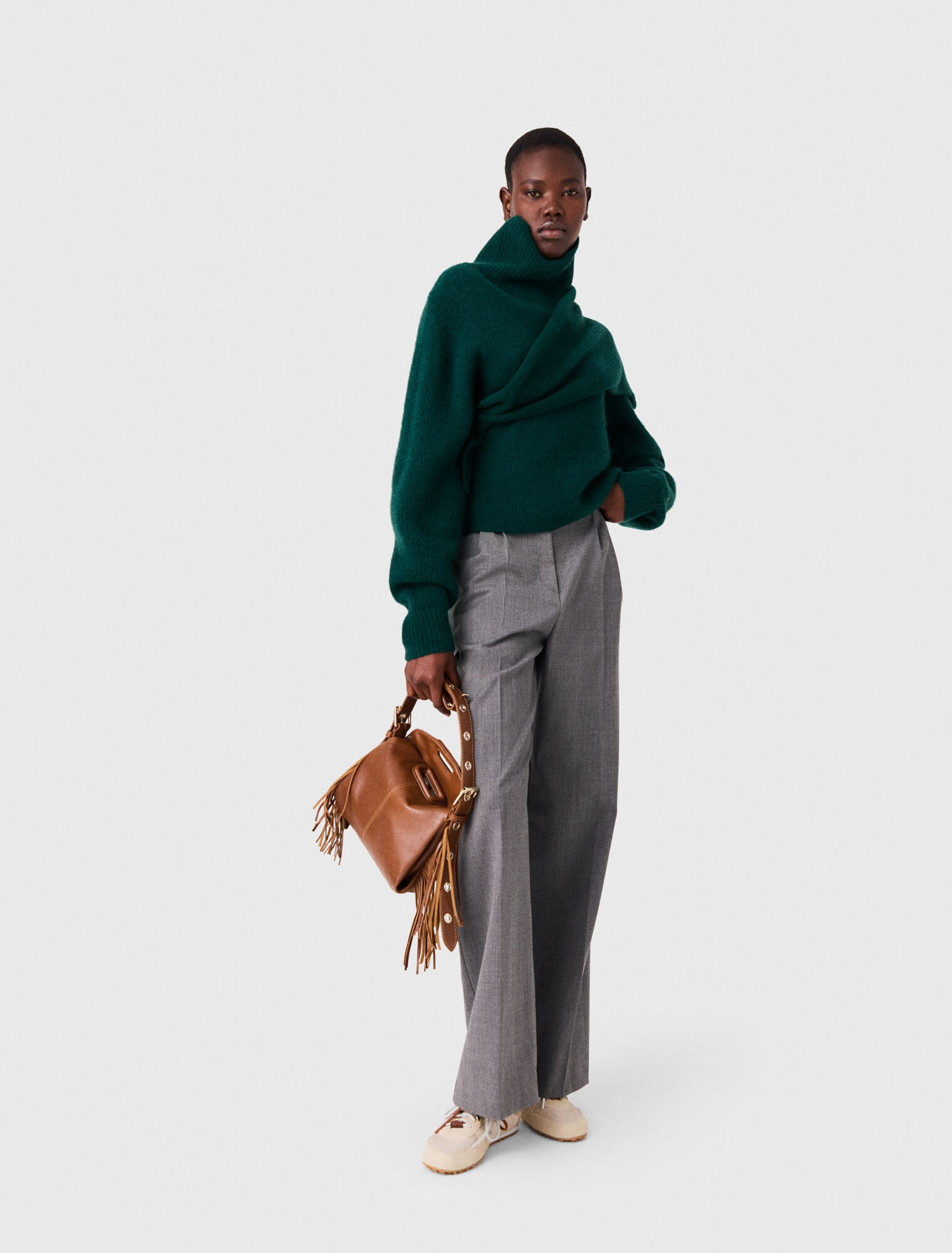 Pantalon tailleur large avec plis