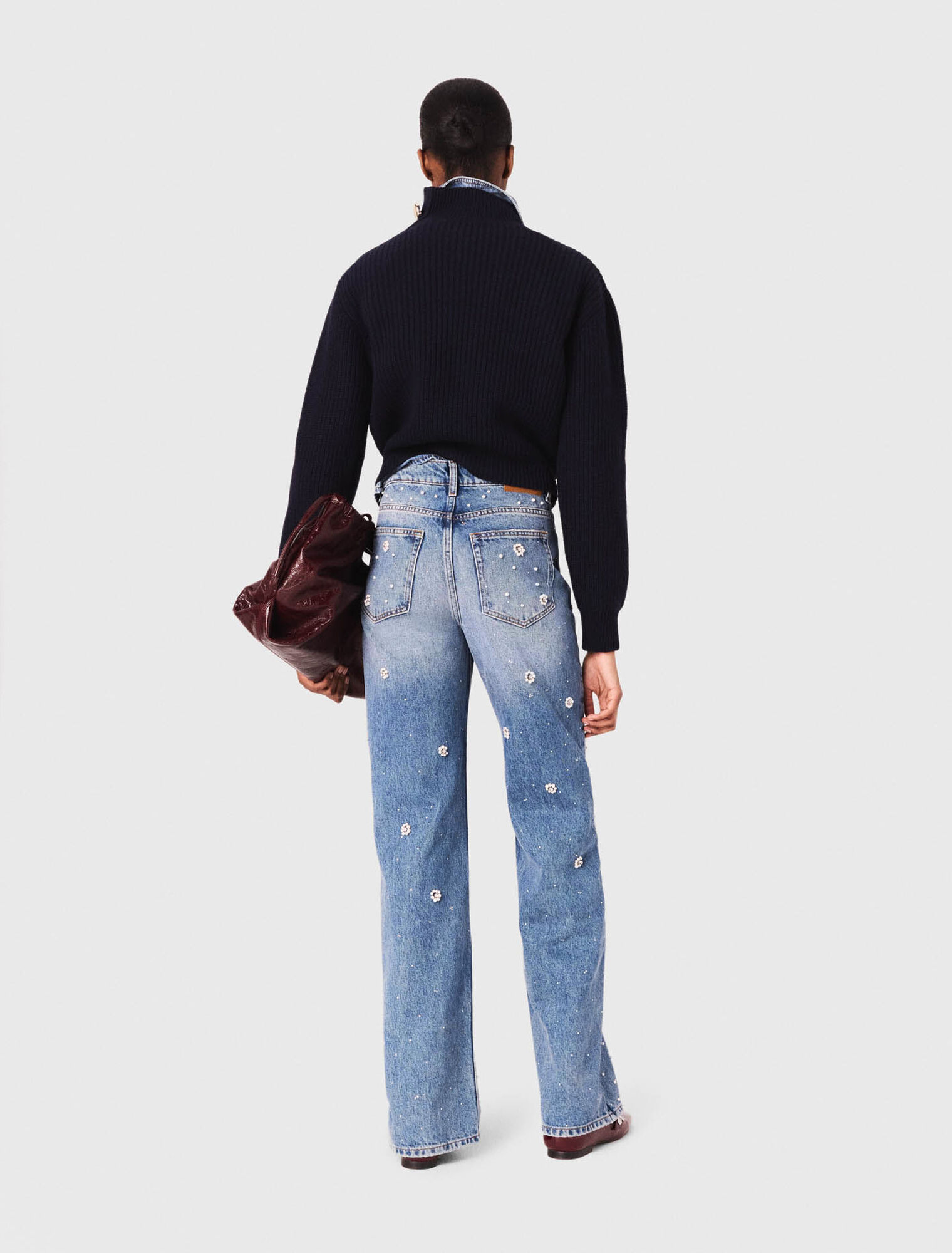 Jean large brodé