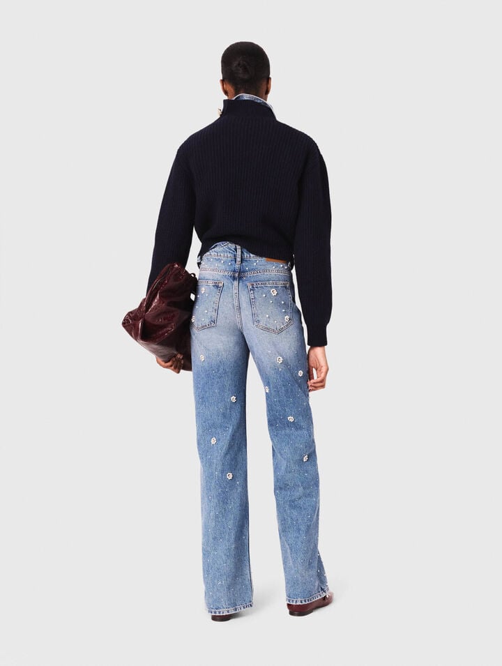 Jean large brodé