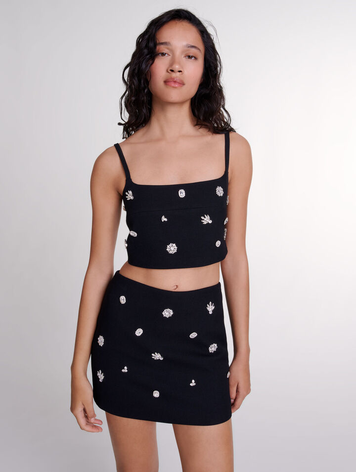 Short trompe l'œil à strass